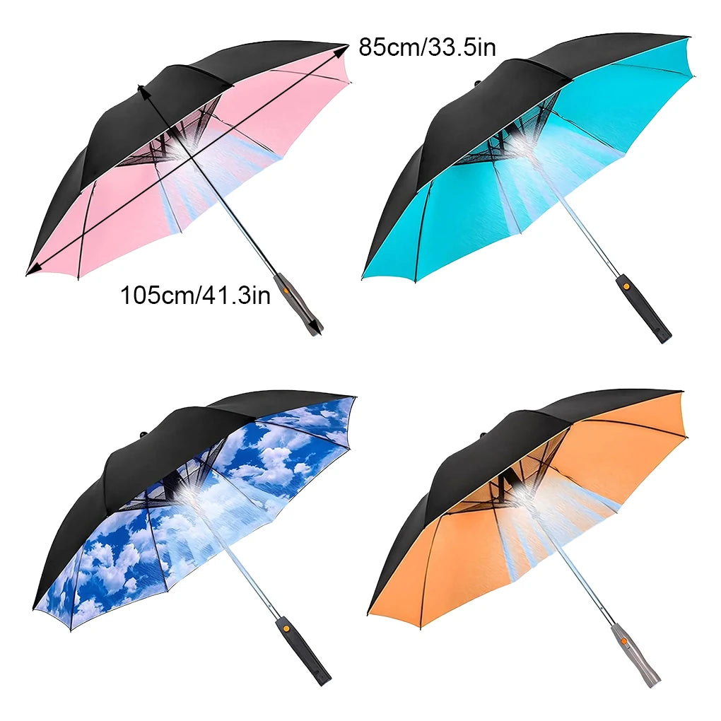 3 in 1 Fan Mist Umbrella Uv Blocking Umbrella USB Charging Fan Umbrella Summer Cooling Sun Block Folding Umbrellas
