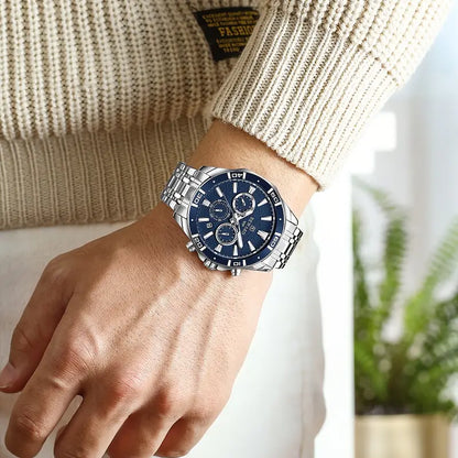 REWARD VIP Men'S Quartz Wristwatch, Casual Style with Sequins, Round Zinc Alloy Case, Stainless Steel Strap, Chronograph,Business & Sport Watch